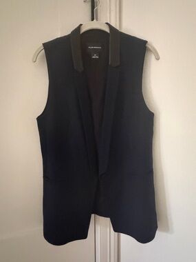 Club Monaco Black Sleeveless Long Vest with Dark Collar